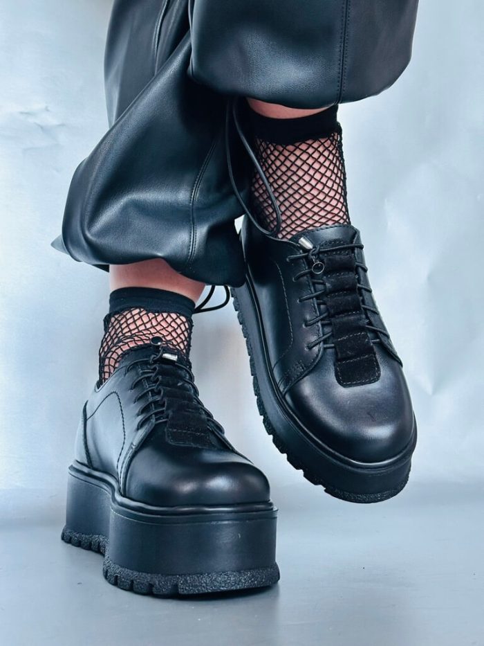 Pantofi piele naturala Elisabetha black - imagine 3