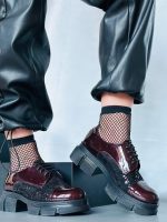 Pantofi piele naturala Eliza burgundy - imagine 2