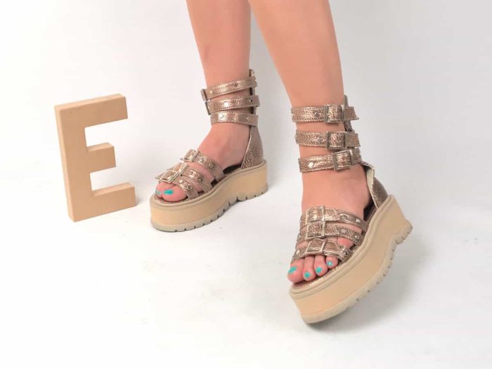 Sandale piele naturala Silvania RoseGold - imagine 3