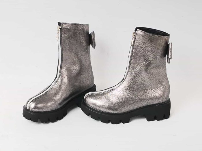 Ghete piele naturala Grey - imagine 2