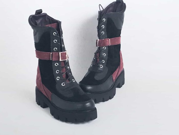 Ghete piele naturala Burgundy - imagine 4