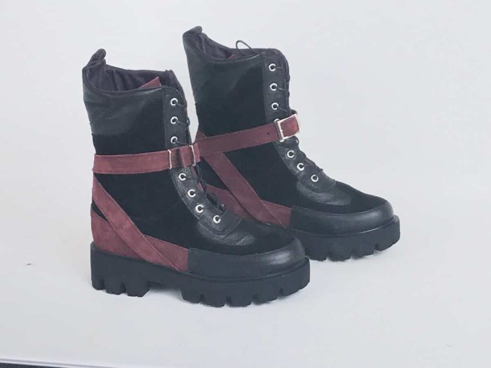 Ghete piele naturala Burgundy - imagine 3