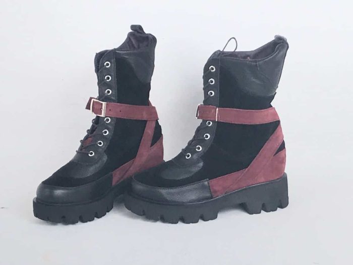 Ghete piele naturala Burgundy - imagine 2