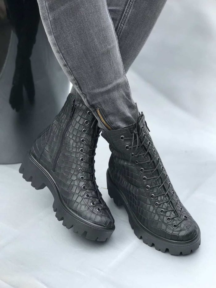 Ghete piele naturala Milgram Croco - imagine 2