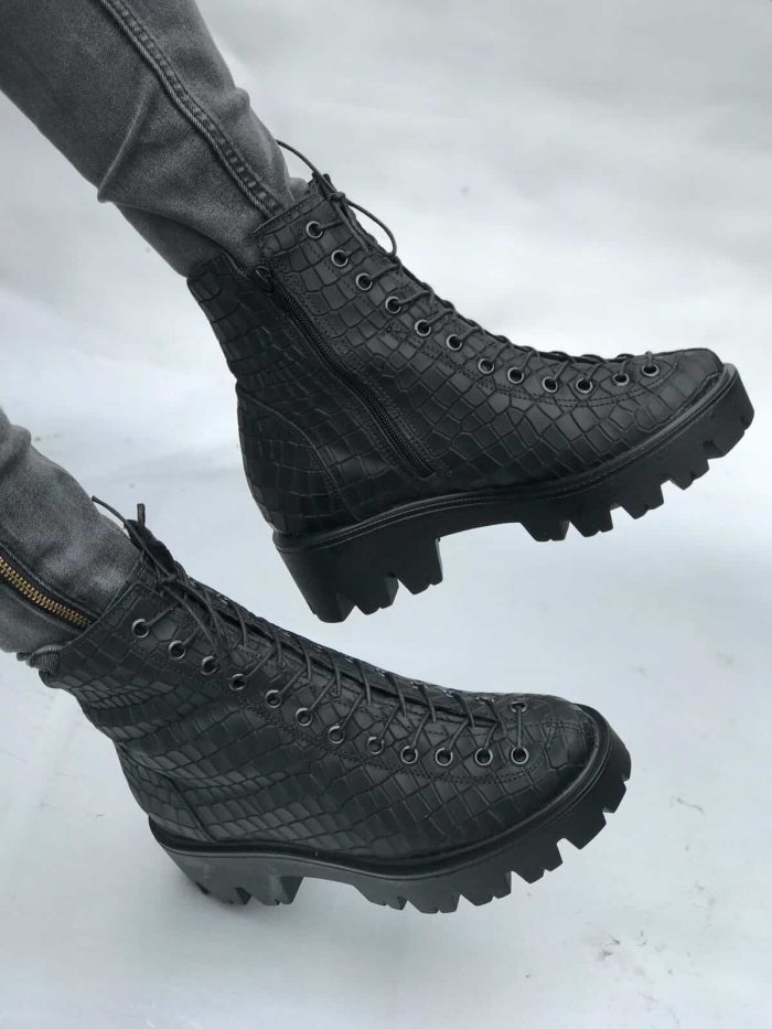 Ghete piele naturala Milgram Croco - imagine 3