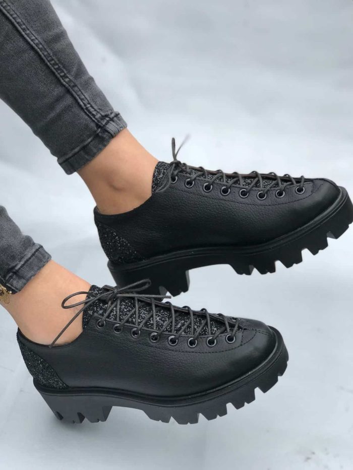 Pantofi piele naturala Marrena Black - imagine 2