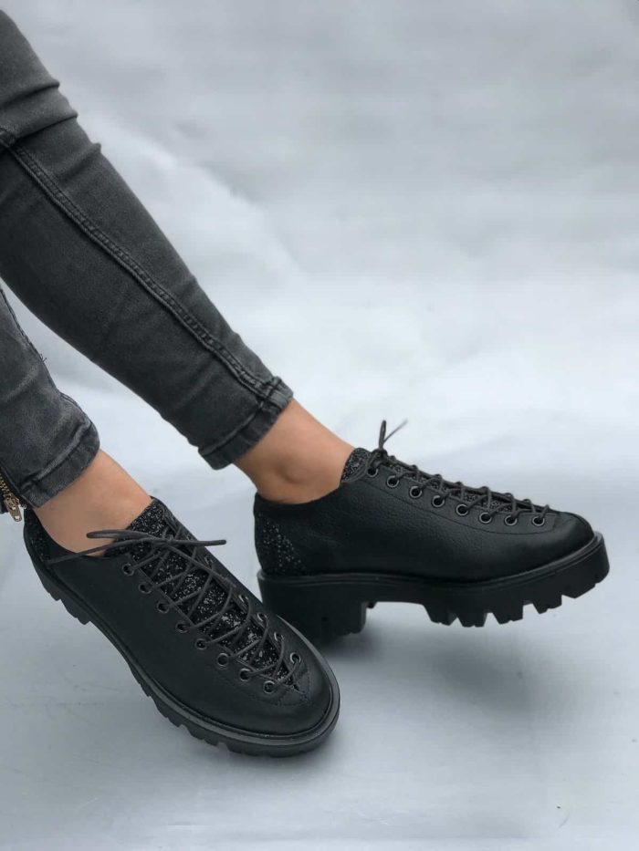 Pantofi piele naturala Marrena Black - imagine 3