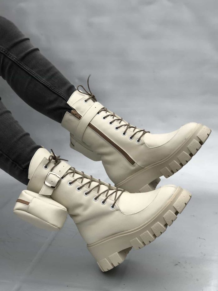 Ghete piele naturala Hamburg Cream - imagine 2