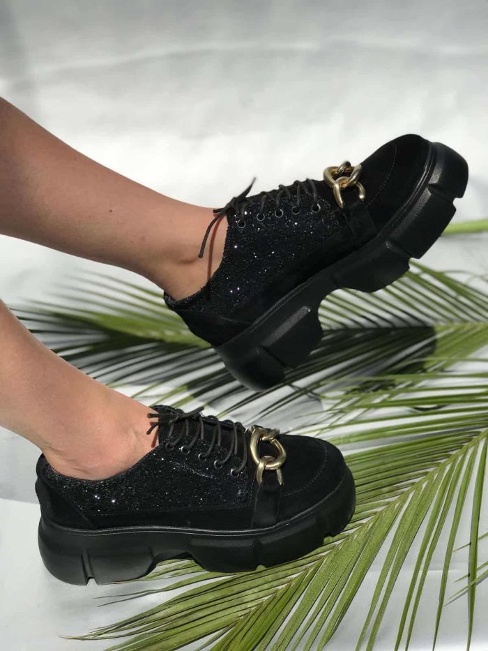 Pantofi piele naturala Cora Glitter - imagine 3