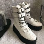 Ghete piele naturala Croco White