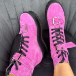 Ghete piele naturala Milla Pink