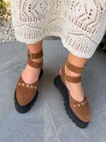 Pantofi piele naturală Avelia maro - imagine 6
