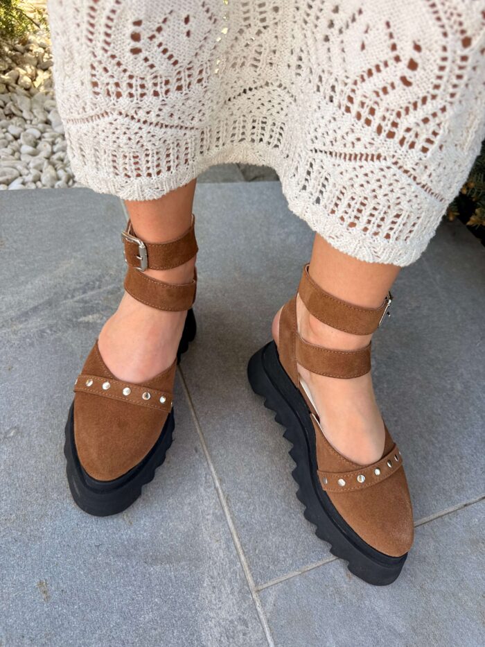 Pantofi piele naturală Avelia maro - imagine 6