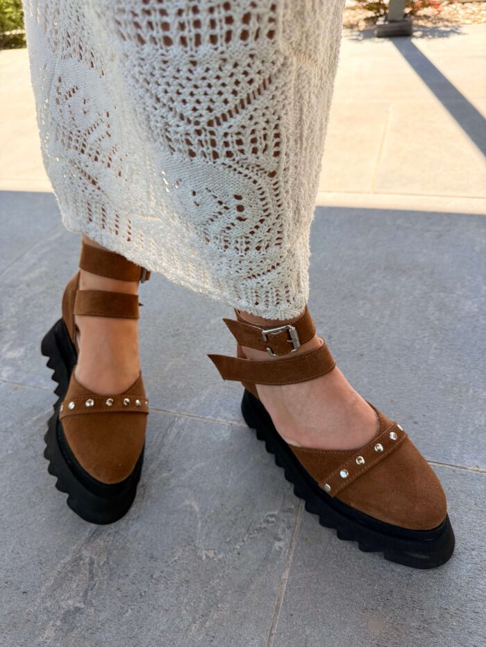 Pantofi piele naturală Avelia maro - imagine 4