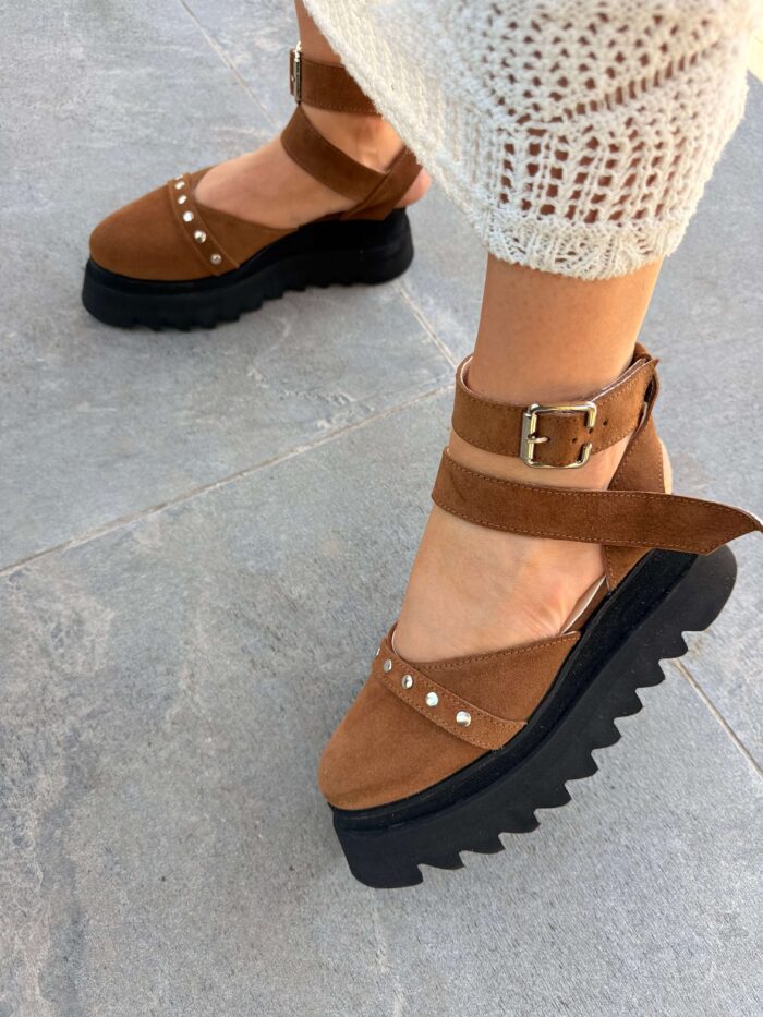 Pantofi piele naturală Avelia maro - imagine 2
