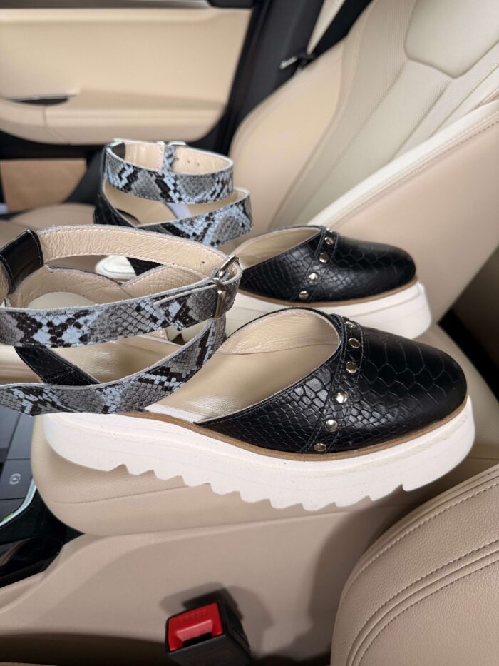 Pantofi piele naturală Avelia croco-sarpe - imagine 4
