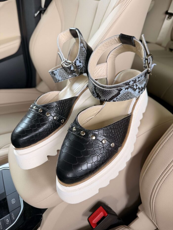 Pantofi piele naturală Avelia croco-sarpe - imagine 5
