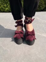 Pantofi piele naturală Aurelle bordo - imagine 2