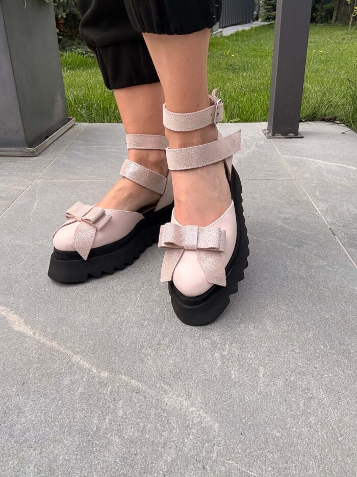 Pantofi piele naturală Aurelle roz pal - imagine 3