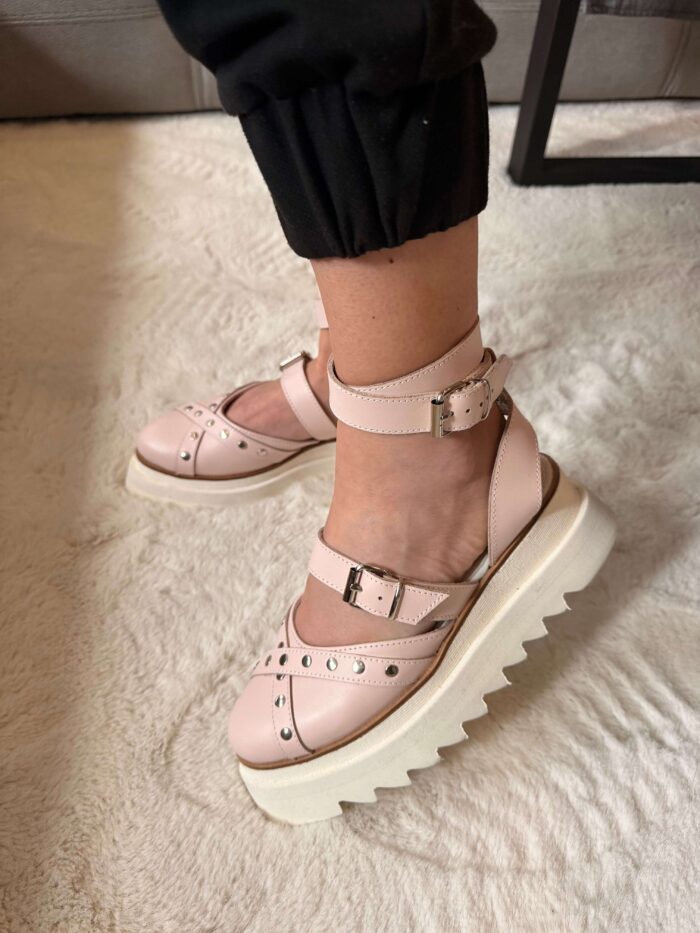 Pantofi piele naturală Rovigo roz pal - imagine 3