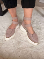 Pantofi piele naturală Elvyra sarpe roz somon - imagine 3