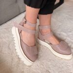 Pantofi piele naturală Elvyra sarpe roz somon