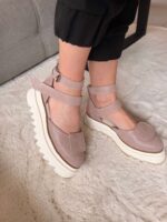 Pantofi piele naturală Elvyra sarpe roz somon