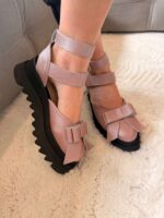 Pantofi piele naturală Aurelle roz somon sidefat