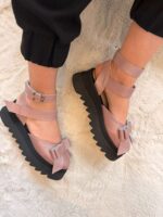 Pantofi piele naturală Aurelle roz somon sidefat - imagine 2