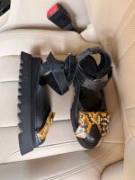 Pantofi piele naturală Aurelle croco sarpe galben - imagine 6