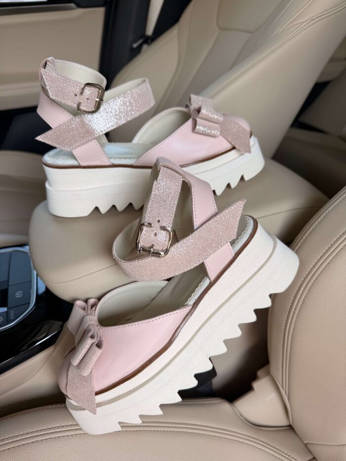 Pantofi piele naturală Aurelle roz pal - imagine 4