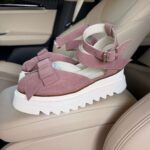Pantofi piele naturală Aurelle roz somon velur