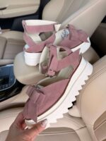 Pantofi piele naturală Aurelle roz somon velur - imagine 5