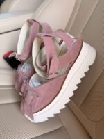 Pantofi piele naturală Aurelle roz somon velur - imagine 4