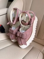 Pantofi piele naturală Aurelle roz somon velur - imagine 3