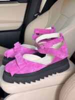 Pantofi piele naturală Aurelle mov velur