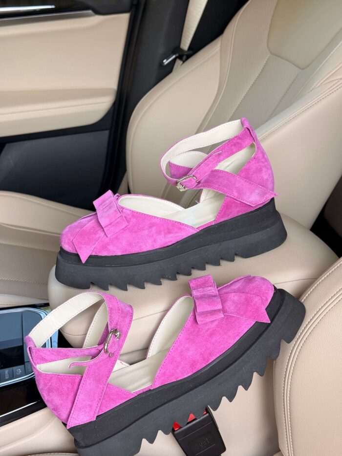 Pantofi piele naturală Aurelle mov velur - imagine 5