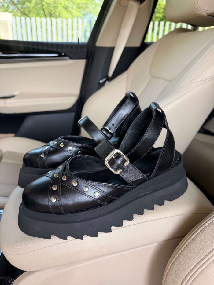 Pantofi piele naturală Rovigo negru - imagine 6