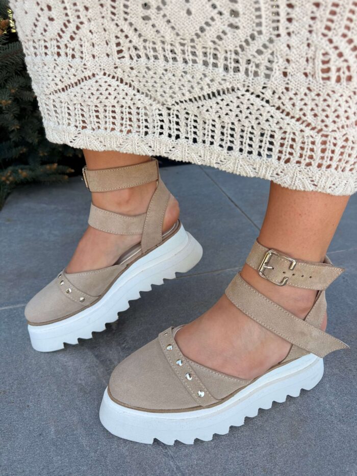 Pantofi piele naturală Avelia crem - imagine 2