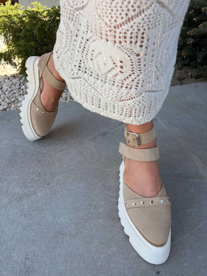 Pantofi piele naturală Avelia crem - imagine 5
