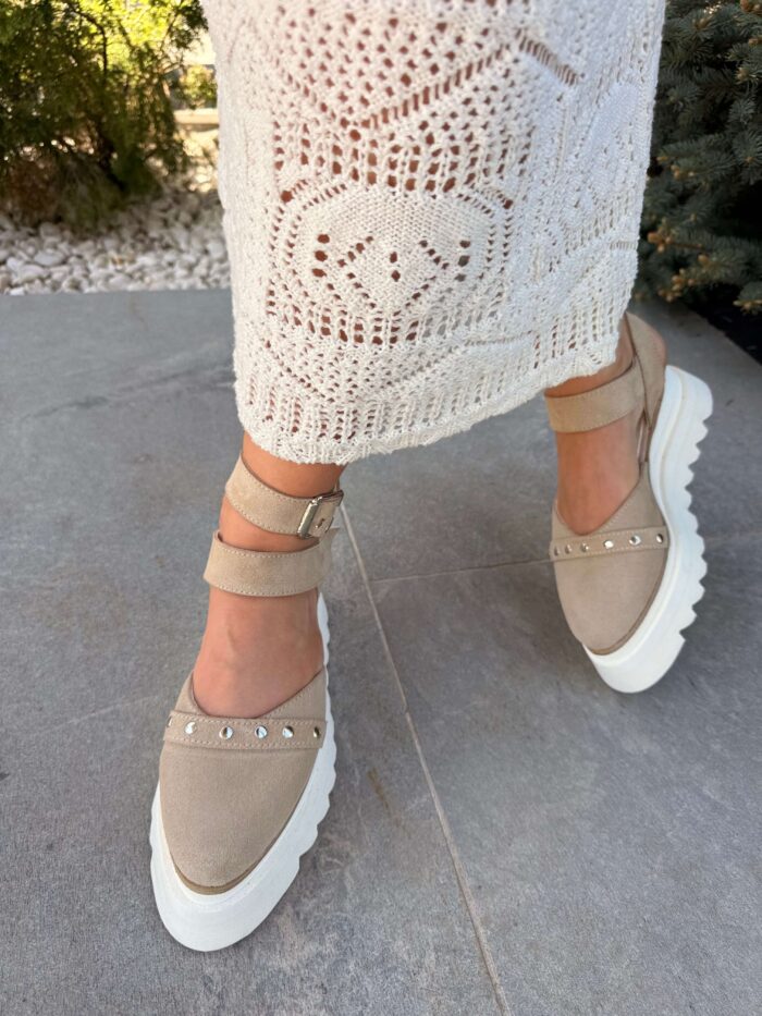 Pantofi piele naturală Avelia crem - imagine 6