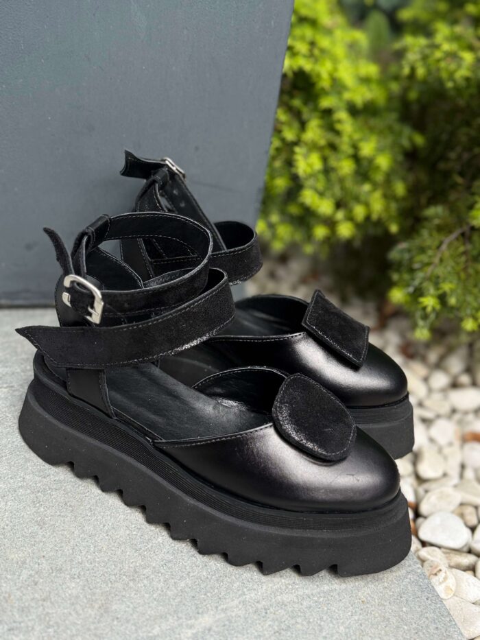Pantofi piele naturală Elvyra black - imagine 5