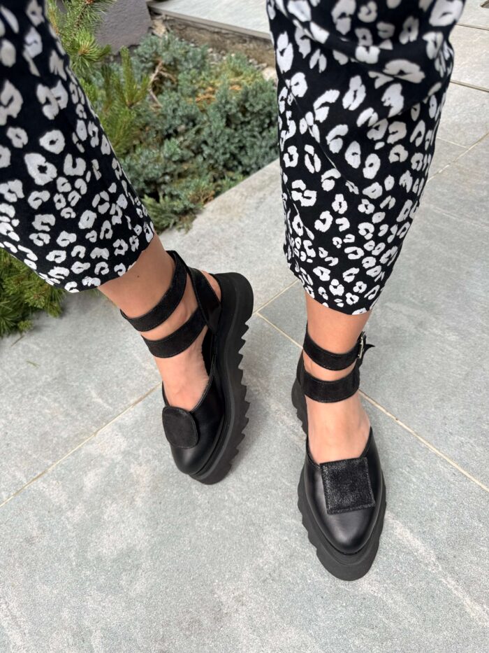 Pantofi piele naturală Elvyra black - imagine 2