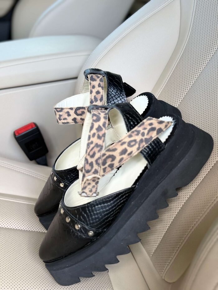 Pantofi piele naturală Avelia croco-print - imagine 5