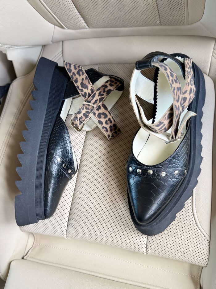 Pantofi piele naturală Avelia croco-print - imagine 4