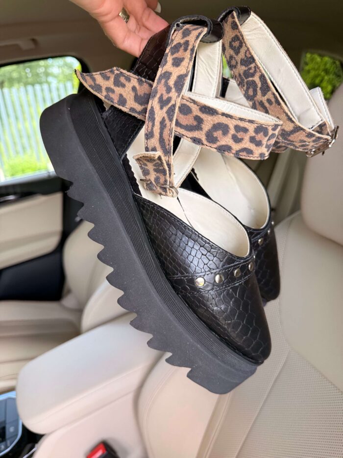 Pantofi piele naturală Avelia croco-print - imagine 3