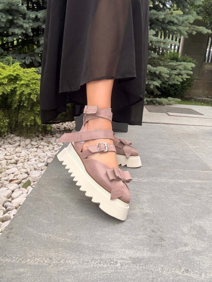 Pantofi piele naturală Riviera sarpe somon - imagine 4