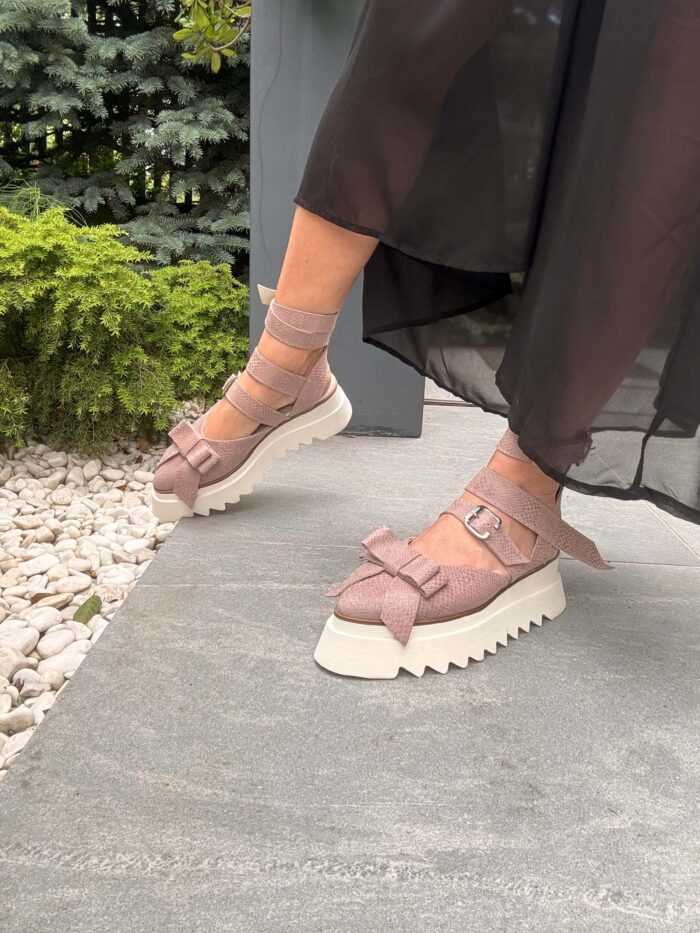 Pantofi piele naturală Riviera sarpe somon - imagine 2
