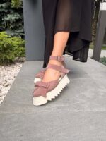 Pantofi piele naturală Aurelle somon calcai inchis - imagine 4