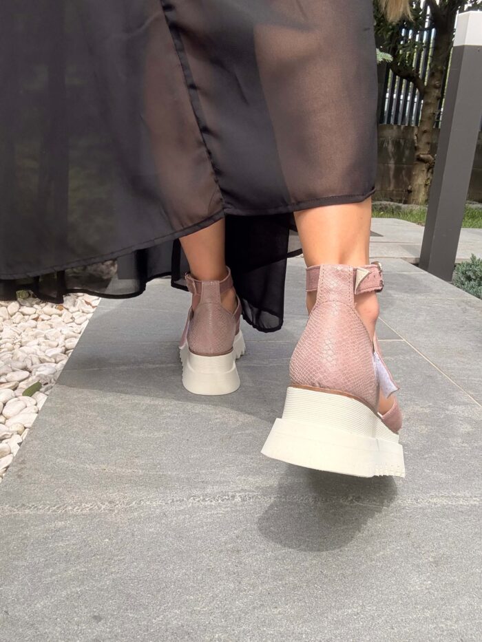 Pantofi piele naturală Aurelle somon calcai inchis - imagine 3